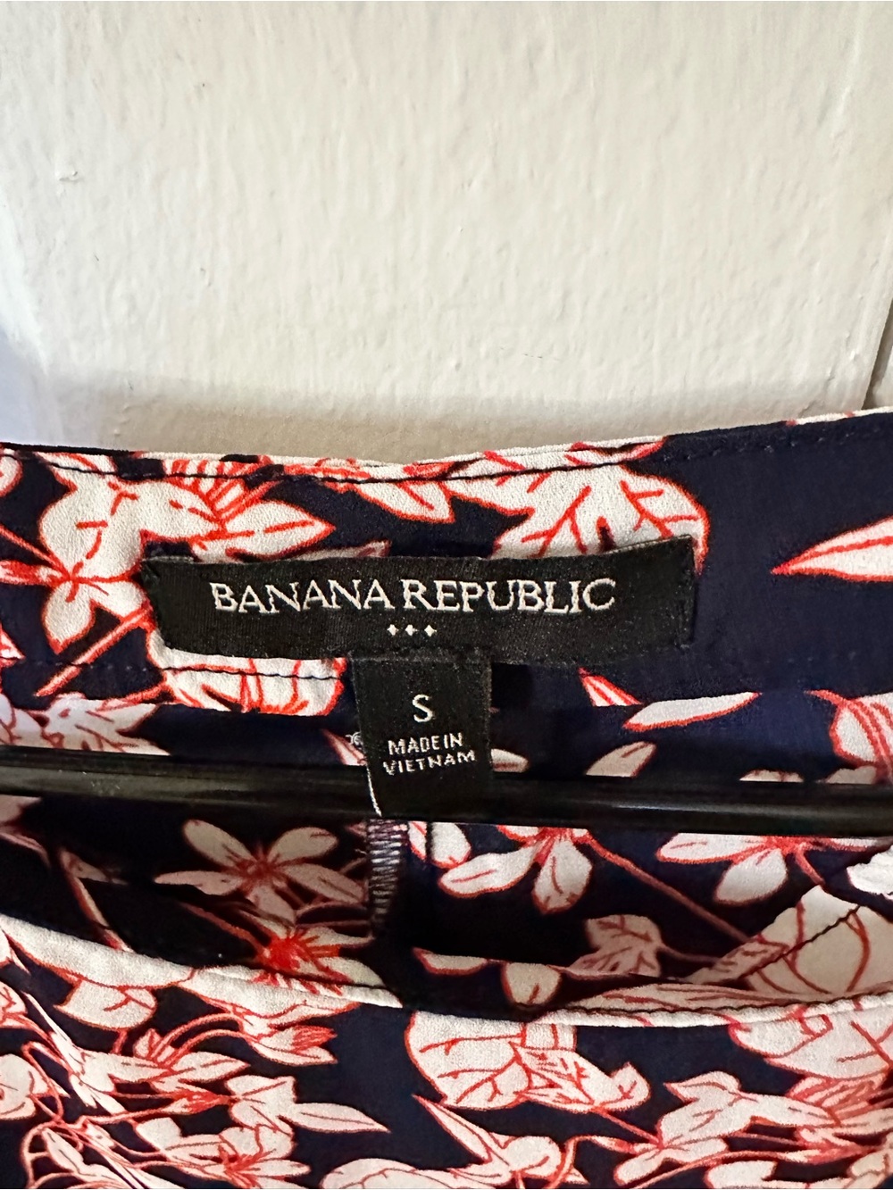 Banana Republic Navy Floral Top with Coral Accents
